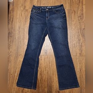 New 'Apt. 9' Mid-Rise Dark Blue Bootcut Jeans- Embellished Pockets- Size 8